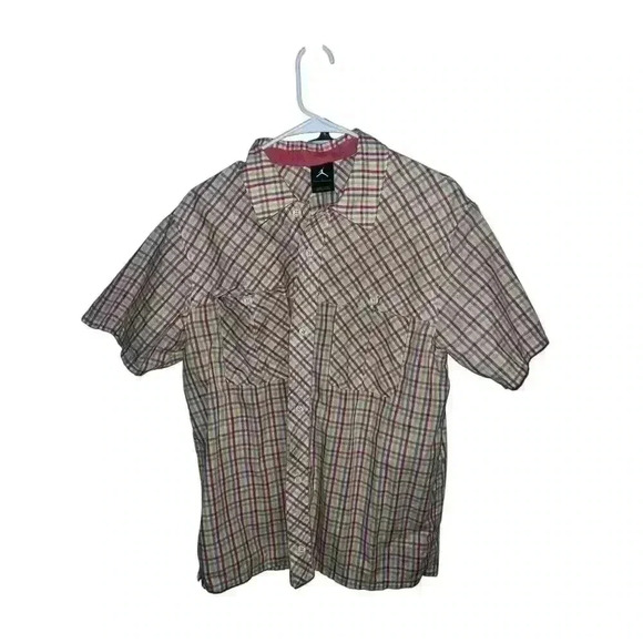 Jordan Men's Collared Button-up Shirt Sz l Short Sleeves Preppy Office Siren - Picture 1 of 6